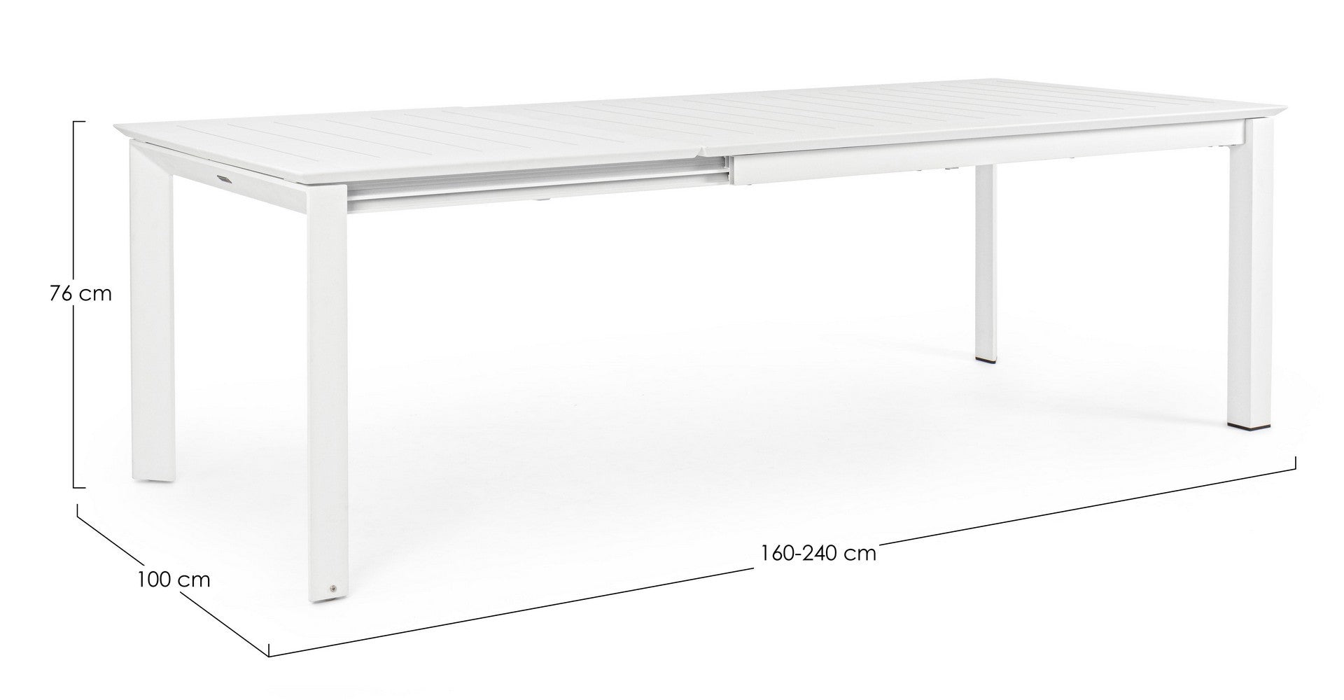 Tavolo da esterno 160-240x100 cm colore bianco alluminio  Tavolo da esterno 160-240x100 cm colore bianco alluminio